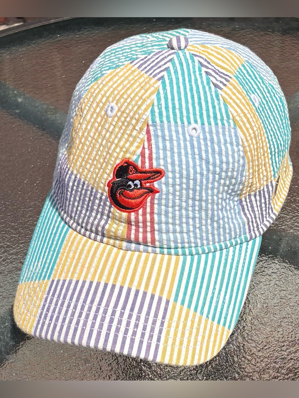 New Era Black Label 9Twenty Baltimore Orioles Striped Seersucker Strapback Hat